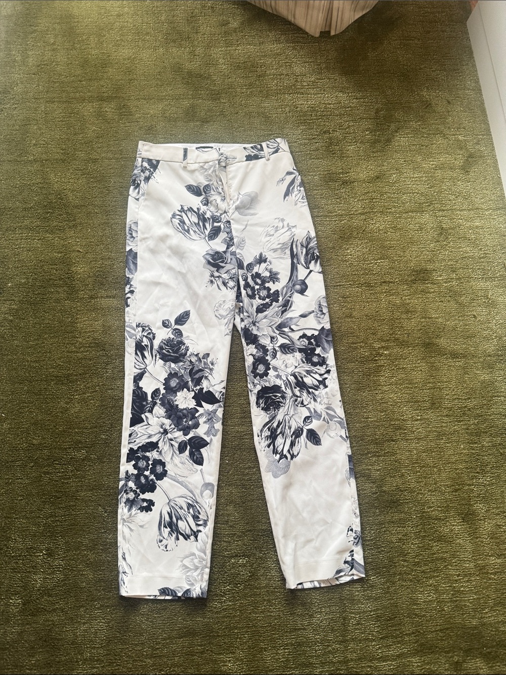 Karen Millen White Jeans with Navy Floral Print